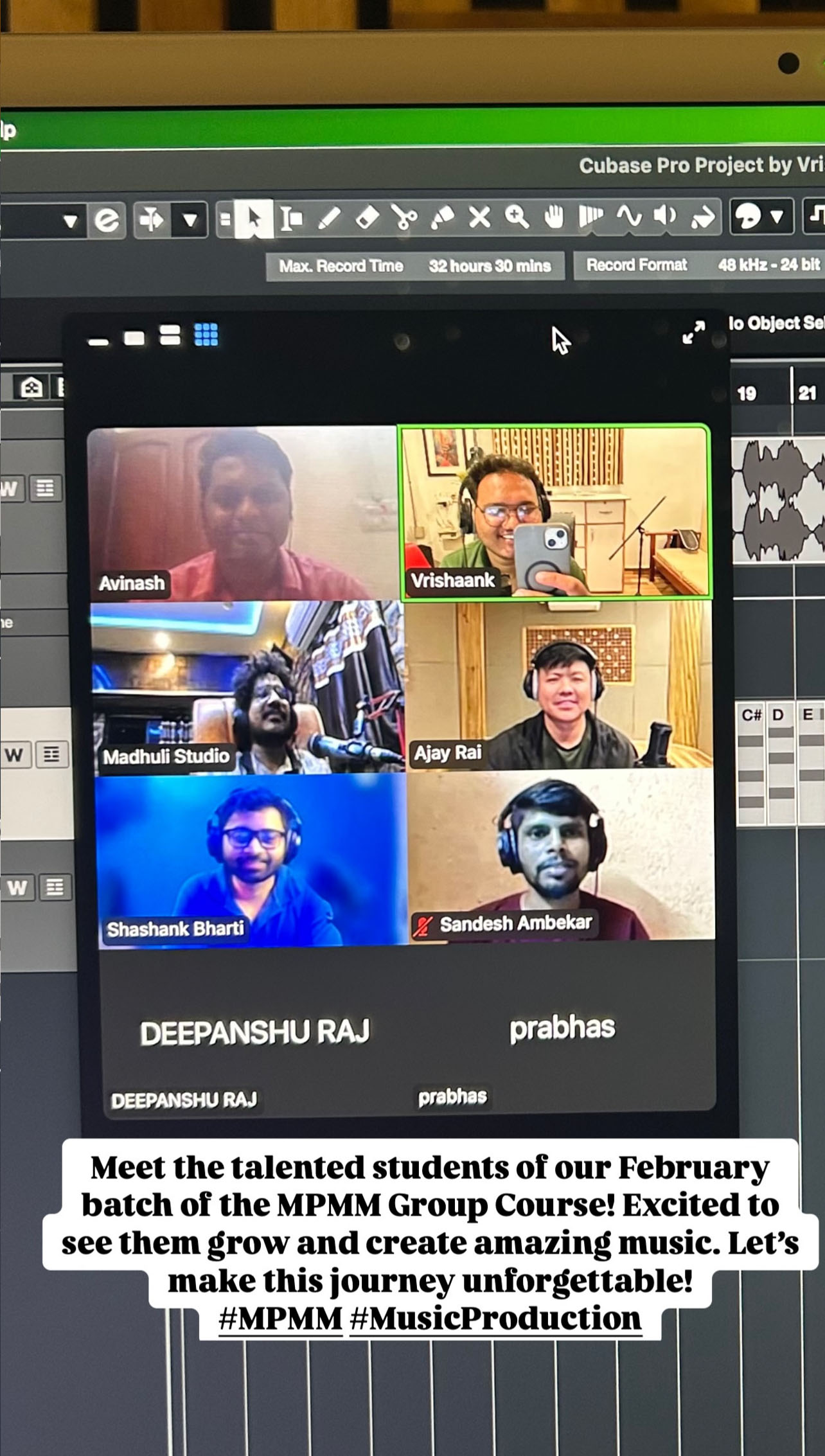 Live music production training session